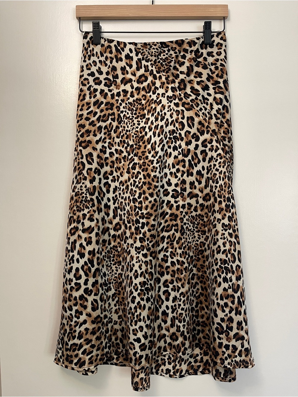 Leopard Print Satin Midi Skirt - Stitch and Feather